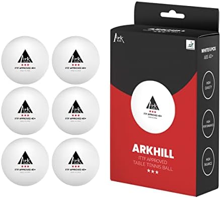 ARKHILL 3 Star Ping Pong for Table Tennis, ITTF Certified Professional 40+ Balls, Practice, Training, or Competition Use, White 40mm Ball Bulk Sets, High Performance 6 Pack