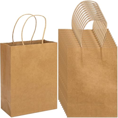 30 PCS Kraft Paper Bags with Handles Small Kraft Gift Bags for Birthday Party Favors Weddings Merchandise Goodies Baby Shower