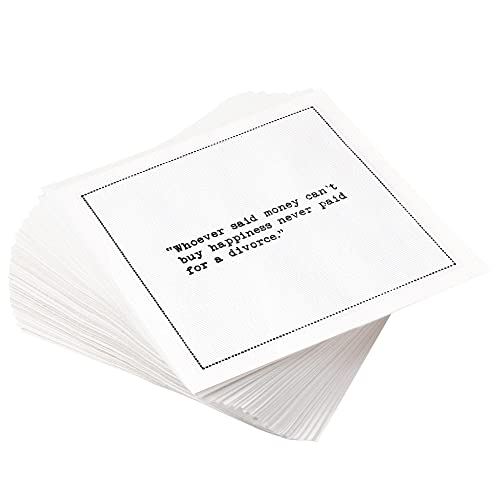 FIVE STAR NAPKINS Divorce Quotes White Cotton Cocktail Napkins Beverage Napkins Bar Napkins Cloth Napkins Party Napkins Events Holidays Weddings Birthdays Disposable 4.5 x 4.5- (50x)