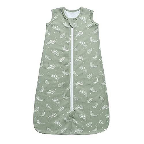 Owlivia Bio-Baumwolle Baby Schlafsack 0.5 Tog Jungen Mädchen Schlafsack Tragbare Baby-Decke mit 2-Wege-Reißverschluss (Federgrün 12-18 Monate)