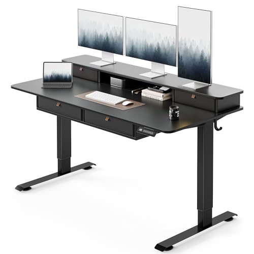 FEZIBO 60x30 Inch Adjustable Standing Desk with Drawers