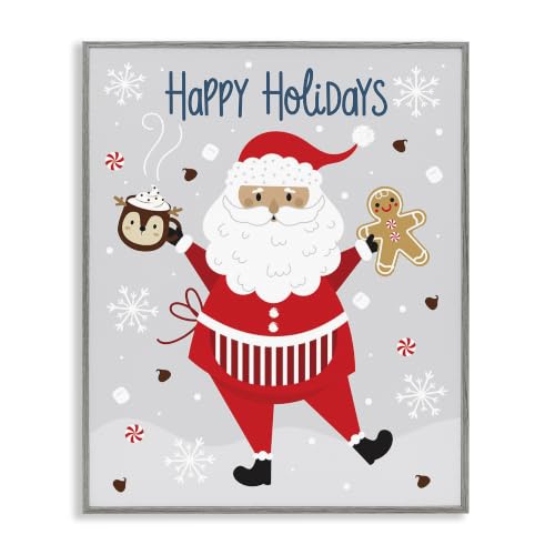 Santa with Cocoa Cookie Holiday, 16 x 20 Inch Framed Giclée Print