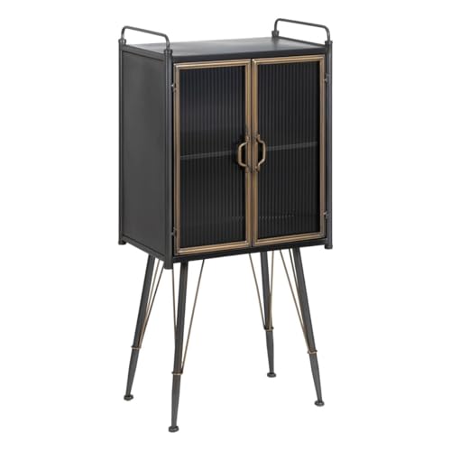 Vitrina Brick Negro Dorado Cristal Hierro 58 x 40 x 120 cm - Marca: BigBuy Home - EAN: 8445146120496