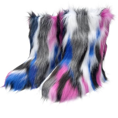 Camouflage Girls Solid Color Plush Boots Warm Mid Calf Winter