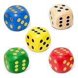 PHYNDR 5 Pièces Grands Dés en Bois Set de Dés pour Jeux de Cartes Accessoires...