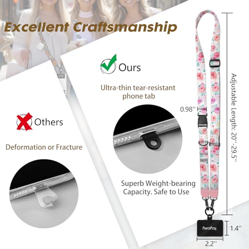 Image of Icycay Phone Lanyard Crossbody Strap Neck Adjustable Teacher Women Peony | for Cell Phone Case Keys ID Badges, Anti Theft, Multifuctional, Cute Phone Holder, Travel Hiking Essential Accessories, Gifts