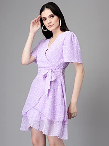Image of Global Republic Floral Print Cotton V-Neck Half Sleeve Dress for Women