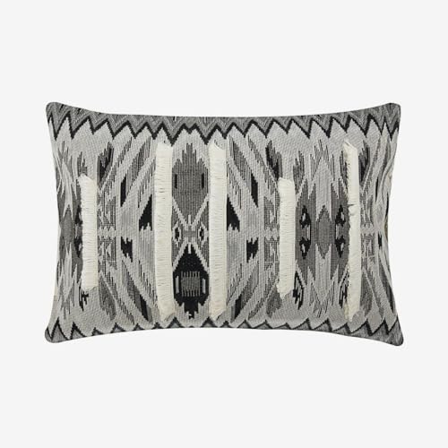 The HomeCentric Designer Grey 12"x24" (30x60 cm) Lumbar Big Throw Cushion Covers, Linen Abstract with Lace Cushion Cover Sofa, Moroccan Pattern Contemporray Style - Moroccan Canopy โ image 1