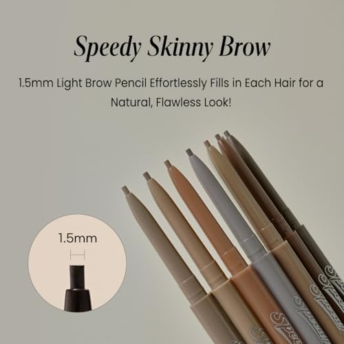 Image of PERIPERA Speedy Skinny Brow (12 MILKY TAUPE),1.5mm Precise Eyebrow Pencil, Dual-Sided Fine Tip Shades, Define Fills Brow Make up, K Beauty, Korean Make-up, Safe for Sensitive Skin