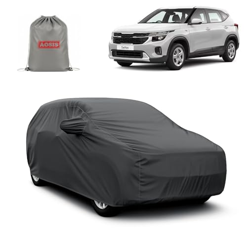 Image of AOSIS 'Waterproof' Car Cover Compatible with Kia Seltos /GT Line /X Line 300 GSM Uly Coated Thick Fabric 4X4, Adjustable Belt Buckle, Elastic Grip