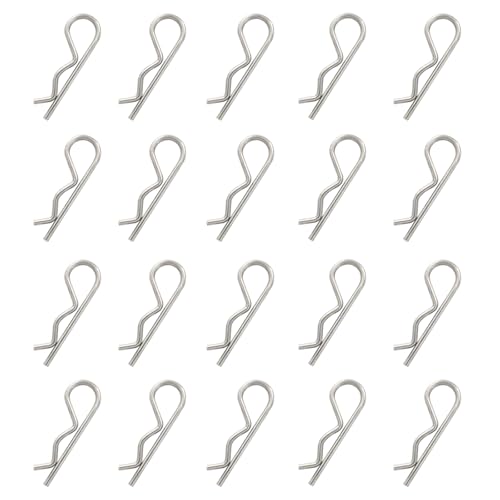 Seimneire 20 Pcs Stainless Steel M2 x 40 Heavy Duty R Clip Hitch Pins for Trailer Mower Truck