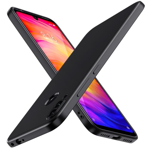 ivoler Silikon Hülle für Xiaomi Redmi Note 7 mit Vollständiger Kameraschutz, Ultra Dünne Weiche Stoßfest Schutzhülle Flexible TPU Matte Schwarz Handyhülle Kratzfest Hülle Cover