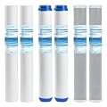 Geekpure Whole House Replacement Water Filer Cartridges-2.5" x 20" - 5 Micron - 6 Pack PP Sediment Granular Carbon Activated Carbon Block Filter