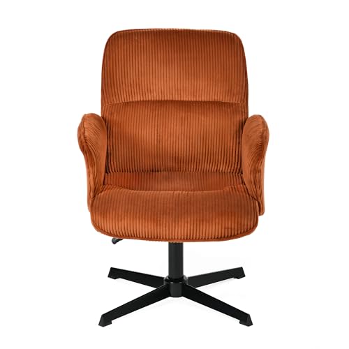 Meuble Cosy Fauteuil de Bureau Chaise de Coiffeuse Ergonomique Siège Pivotant Hauteur Réglable avec Accoudoir en Velours Côtelé sans roulettes Jambes...
