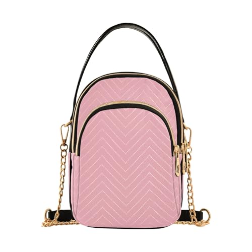 RPLIFE Light Pink Quilted Shoulder Bag Small Chain Crossbody Bag
