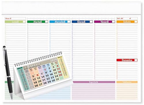 Planning Settimanale da tavolo per scrivania Mini A4 (29,5x21 cm)