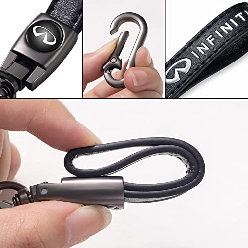 Image of YUIQIEUY Genuine Leather Car Keychain Key Chains Ring Accessories for Man and Woman Family Present Black