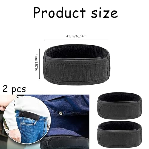 Image of 2 Pack Elastic Belt For Men, Black Stretchable Belt Without Buckle, Adjustable Waist Belt For Pants Jeans Shorts, Comfortable Formal Belt For Travel Work Daily Wears, 41cm x 4cm x 1.2cm