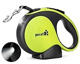 Pecute Correa Perro Extensible con Luz ，Correas de 5M de Resistente a Enredos con Banda Reflectante, Correa para Las Madrugadas y Las Noches，Adecuado para Perros de hasta 50kg