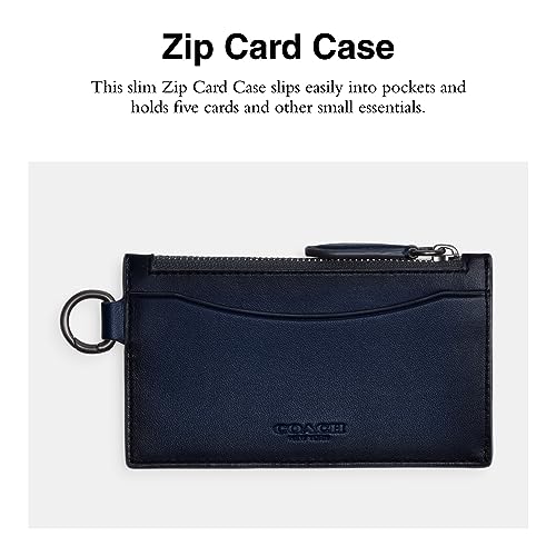 Coach Mens Zip Card Case in Burnished Leather, Deep Blue2