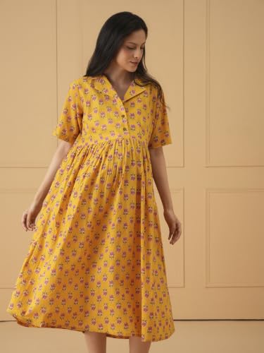 Image of The Mom Store Maternity and Nursing Dress | Pre and Post Pregnancy Dress for Womens | Zipper /Button Opening | Causal Wear | Trendy Stylish Causal Dresses for New Moms
