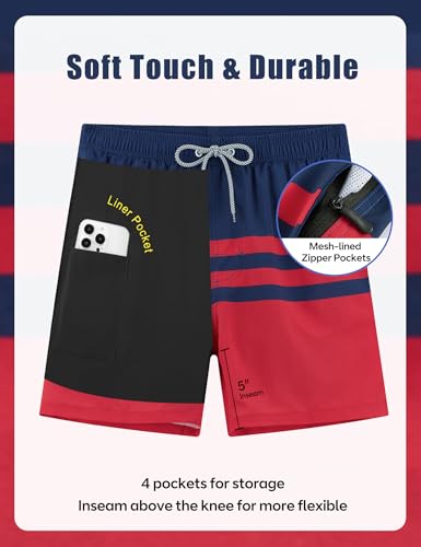 Image of APTRO Men's Swim Trunks with Compression Liner 5 Inch Bathing Suit Beach Swimsuits