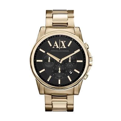 Armani Exchange Orologio da uomo, movimento cronografo al quarzo, cassa in acciaio inossidabile dorata da 45 mm con bracciale in acciaio inossidabile, AX2095, Tono oro e nero