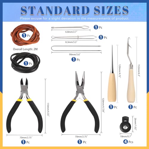 Glarks 13-teiliges Handschuh-Relacing-Set, Softball-Handschuhe, Baseball-Handschuh-Pflegeset, enthält 2 x 200 cm Lederschnürsenkel, 4 x Handschuhschlösser, 5 x Schnürwerkzeug, 2 x Zange für