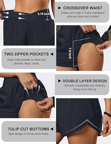 Blooming Jelly Women'S Workout Shorts Athletic Running Shorts Casual Summer Quick Dry Stretchy Active Shorts With Zipper Pockets 2.5 Inch thumb #3