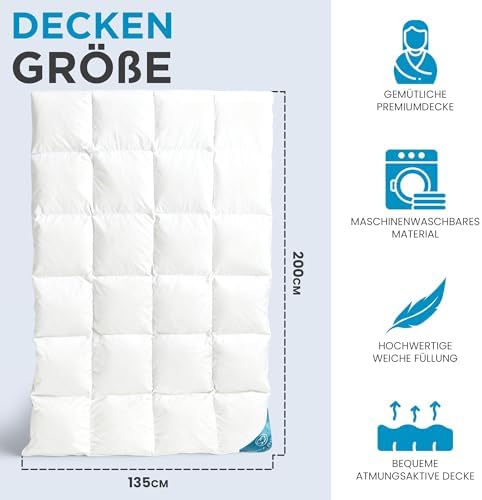 5. Bild von Sandaro Home Warme Winterdecke 135x200 Bettdecke | Gänsedaunendecke 135x200 | Flauschige Duvet für kalte Nächte | Steppdecke aus Reiner Baumwolle | 1600g & 100% Natur 135x200