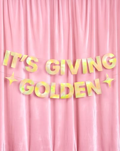 Image of xo, Fetti It's Giving Golden Banner - Gold Foil | 6 Ft. | Birthday Sign, Bachelorette Party Background, Metallic Bday Decorations