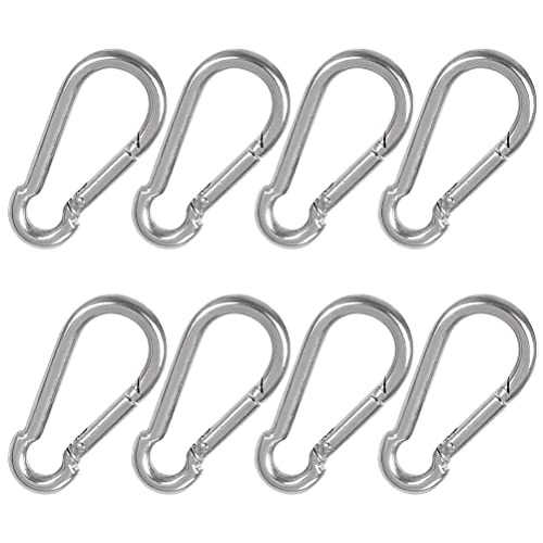 Lot de 10 Mousquetons de Fixation en Acier Inoxydable, Mousqueton Inox 8mm pour Balançoire et Charges Lourdes - Charge Maximale 250kg