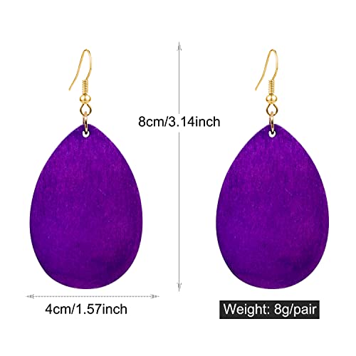 KaFu Dangle Natural Wood Teardrop Geometric Lightweight Drop Circle Earrings Stainless Steel Stud Bohemia Retro Earrings for Women2