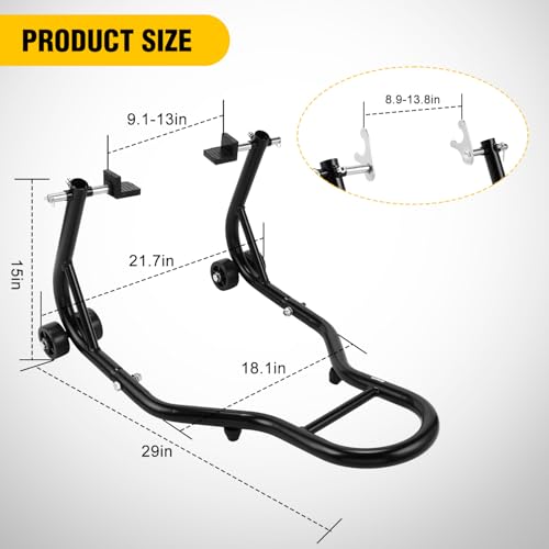 Image of Nilight Universal 850lbs Motorcycle Rear Wheel Lift Stand | with U + L Fork for Suzuki Yamaha Honda Kawasaki, Black