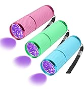 COSOOS 3 PCS Mini Blacklight Flashlight, 9 LED Small Glow Handheld UV Lights, Portable Black Ligh...