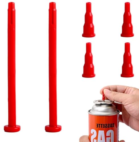 Butane Refill Nozzle Adapter Set Red Gas Release and Refill Tool for Short Nozzle Tanks Lighters and Torches 6 Pieces