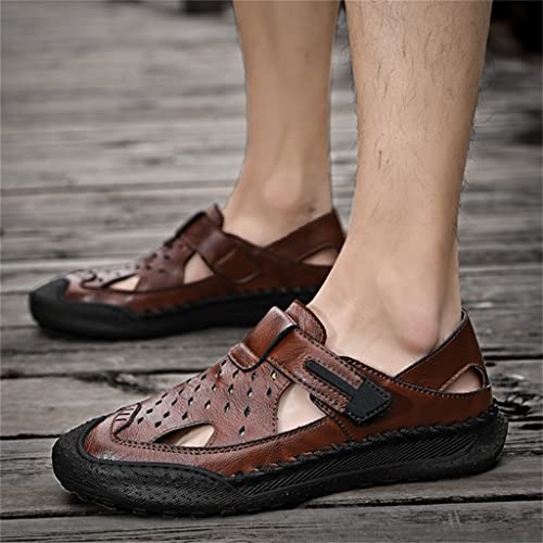 Men Casual Beach Outdoor Leather Climbing Beach Shoes Outdoor Sneakers Breathable Slip-on Fishing Sandals3