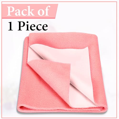 Image of GLUN Quick Dry Absorbent Baby Bed Sheet for Mattress Protector, Pack of 1 Baby Pink Bed Sheet, Size 70x100cm, Waterproof, Quick Drying Material, Anti-Itching Cloth