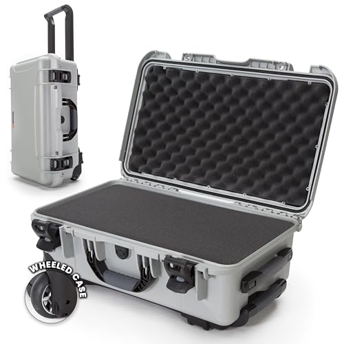 NANUK 935 Hard Case with Cubed Foam for Camera & Lenses – Waterproof Protective Equipment Case with Wheels, 22” x 14” x 9” – Dustproof and Impact Resistant, Carry-On Approved for Most Airlines–Silver