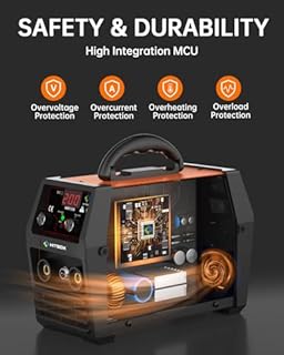 HITBOX 200A Gasless MIG Welder, 3-in-1 Flux Core Welder MIG/ARC/Lift TIG, Portable 240V IGBT Inverter Welding Machine with Torch & 0.8mm Wire, Perfect for Beginners (HBM1200)