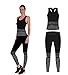Produktbild Bonjour Damen-Sportbekleidung für Yoga oder Fitness, Weste und bauchfreies Top und Leggings, Stretch-Fit, 2-teiliges Set, Black Stripe Vest Top, One Size ( UK 8 - 14 )