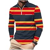 Polo de Hombre Manga Larga Polo Clásica Elegantes Slim Fit Camisa con Cremallera de Manga Larga Deportiva Top Moda Casual Cómodos Camisetas Ligera Basic Ropa