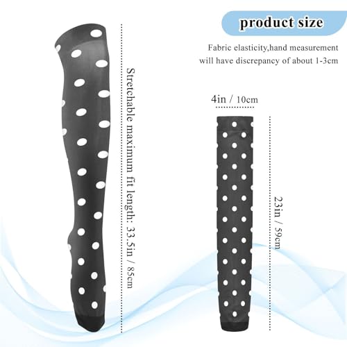 Women Girls High Thigh Socks Black and White Polka Dot Over Knee Thin Tights Long Stocking Geometric3