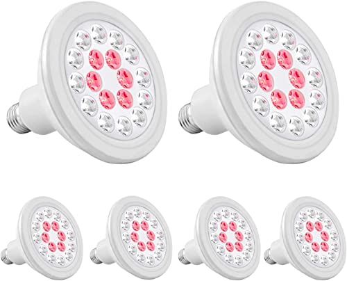 Ipower 12W Full Spectrum Grow Light Bulb With 6 Red And 12 White Leds Lamp, For Indoor Plants, Suitable For E26 Socket, 6 Pack #TOP10