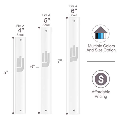 A&S Mezuzot Aluminum Mezuzah Case With Exclusive Modern Shin Design Easy Peel And Stick Judaica Door Mezuza For 5 Inches Parchment Scroll (White, 6 Inches) #TOP3