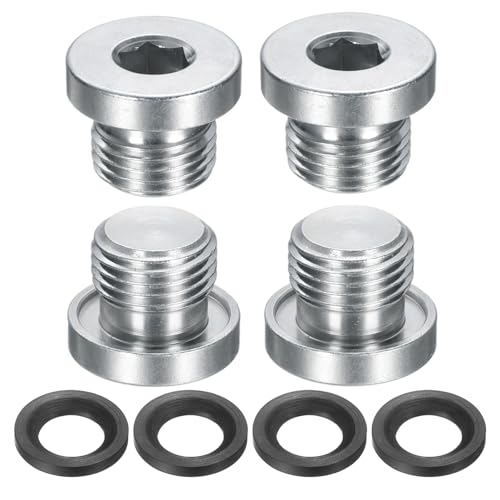 uxcell 4pcs M16x2 Bouchons filetés acier carbone avec joint