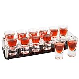D&Z 12 Set Shot Glass with Acrylic Cup Holder for Barware,Kitchen Storage, Shot Glass liquor Tray, W