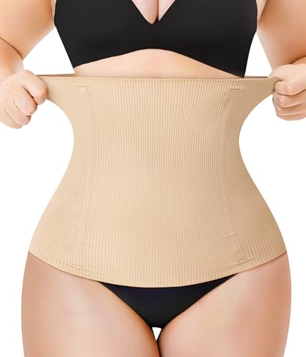 Junlan Women Waist Trainer Corset Shapewear Tummy Control Body Shaper Waist Cincher Slimming Girdles Underwear (Beige,M)