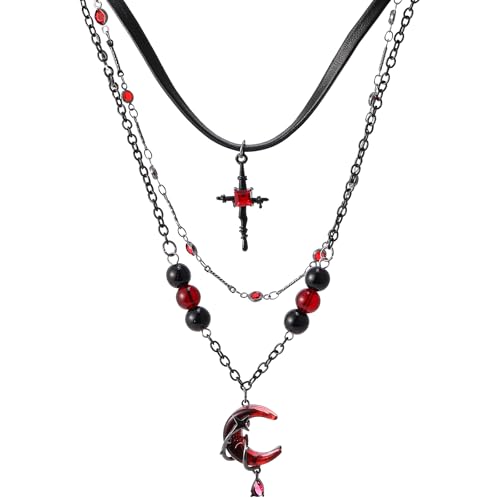 MOSTORY Black Gothic Necklace for Women - Goth Choker for Women Witch Jewelry Dark Renaissance Fairy Accessories