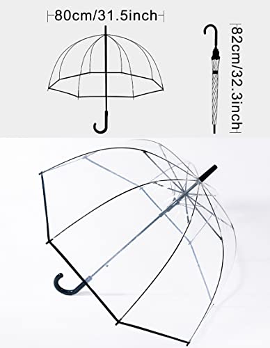 ThreeH Clear Bubble Umbrella Windproof Romantic Dome Rain Umbrella Auto Open Transparent POE Canopy for Weddings,White - Image 3